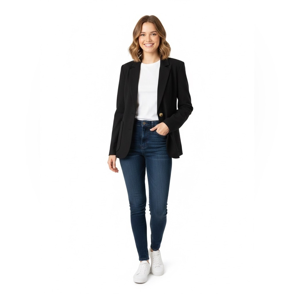 BB Dakota Black Tailored Blazer Gold Buttons Size L